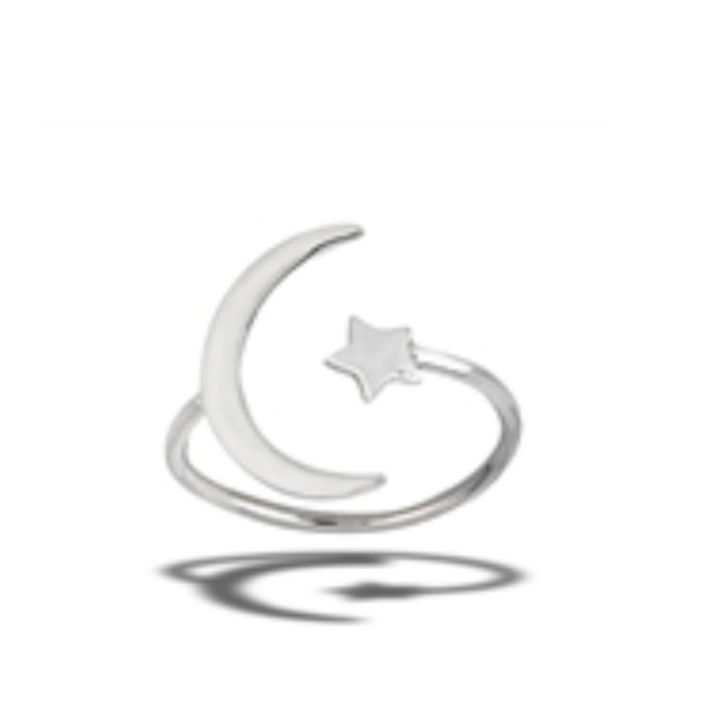 CLEARANCE SALE! Sterling Silver Crescent Moon Ring - Picture 1 of 3